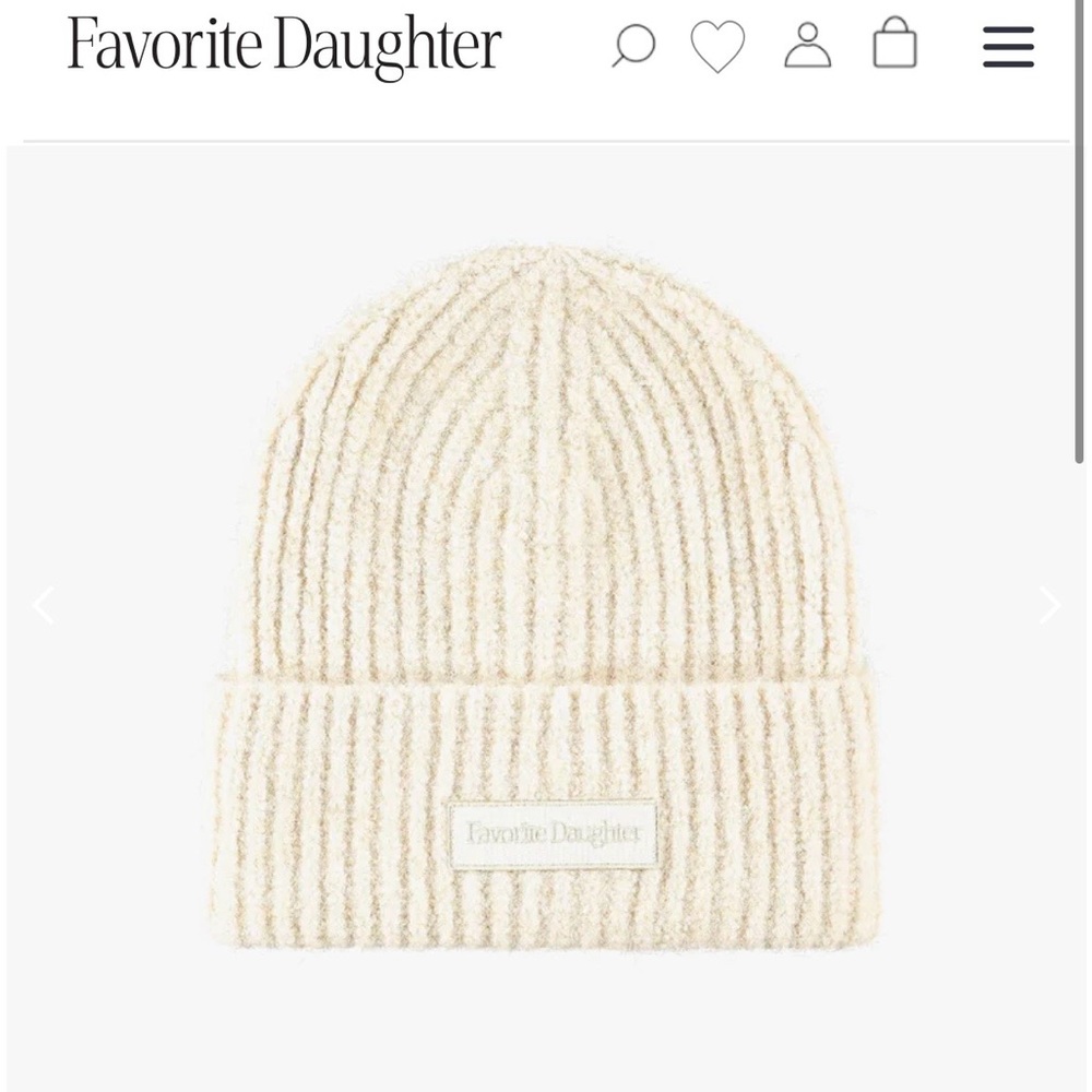 Favorite Daughter Cream Ribbed Knit Hat/ Beanie